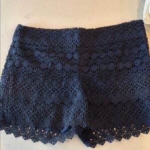 LOFT Navy Blue Riviera Lace Trim Shorts